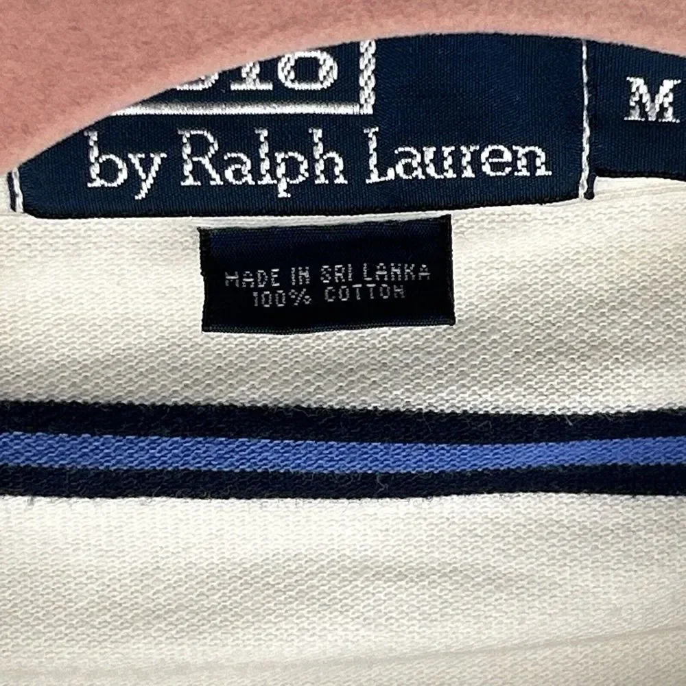 Polo Ralph Lauren Shirt Mens‎ Size Medium Soft Cotton White Blue Stripe Pony M